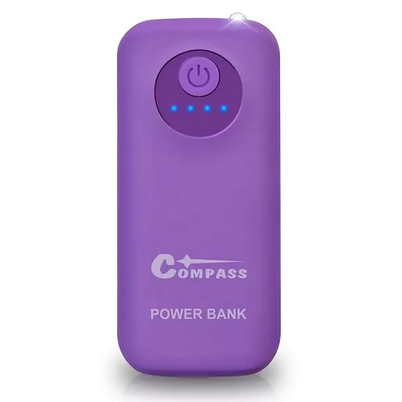 Bezpečná Platba Powerbanka - externí baterie 5200 mAh + 30 cm kabel - fialová - Compass