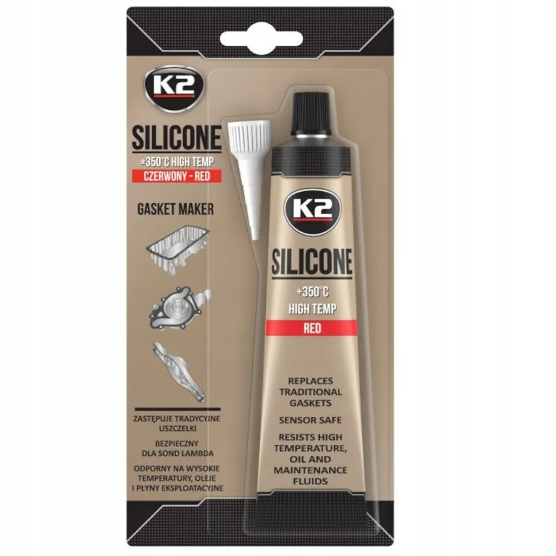 Levný Silikon pro utěsnění části motoru do 350°C, 85g, červený K2