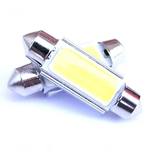 Tovární Cena CAN-BUS COB LED sufitová žárovka s chladičem - délka 39 mm - bílá (2 ks) - Vertex
