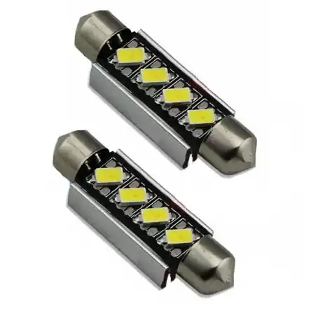CAN-BUS sufitové žárovky s chladičem 4 SMD LED 5630 - délka 42 mm - bílá (2 ks) Hit Sezóny