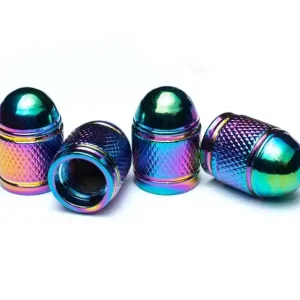 Rychlé Dodání Čepičky ventilků na auto, duhové neochrom, 4 ks BCV006