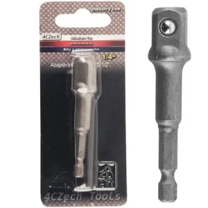 Adaptér do vrtačky šestihran 1/4" x čtyřhran 1/2", délka 72 mm - 4CZech Jen Po Omezenou Doba