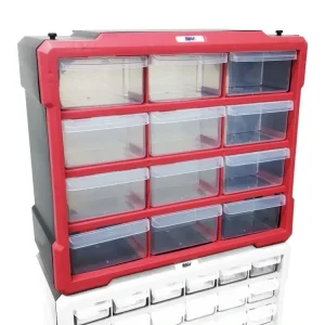 Časově Omezené Organizér - skříňka plastová, 12 šuplíků, červená - MAGG 120297