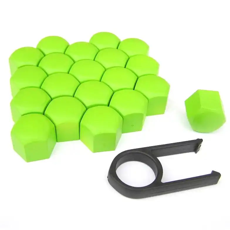 Zelené fosforové kryty šroubů na disky kol 19 mm (20 ks) - plastové - J-TEC Cenový Hit