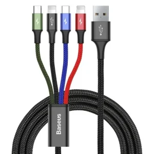 BASEUS USB Kabel 4v1 černý, 1xUSB-C, 2x Lightning, 1xMicro 3,5A 120 cm Koupit Online