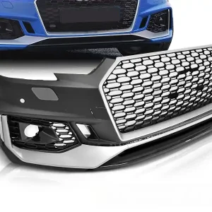 AUDI A4 B9 15-19 SILVER- BLACK RS4 STYL PDC - přední nárazník Poslední Šance