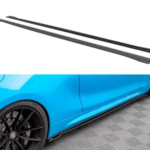 Časově Omezené BMW řada M2 F87, "Street Pro" difuzory pod boční prahy s křidélky, plast ABS bez povrchové úpravy, s červenou linkou, Maxton design