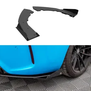 Speciální Cena BMW řada M2 F87, "Street Pro" boční difuzory pod zadní nárazník s křidélky, plast ABS bez povrchové úpravy, s červenou linkou, Maxton design