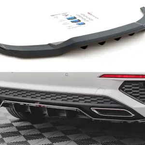 Audi A3 8Y, středový spoiler pod zadní nárazník s žebrováním, plast ABS bez povrchové úpravy S-Line, Maxton design Omezená Nabídka