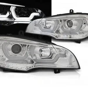 Pouze Dnes BMW X5 E70 07-13 - přední chrom světla 3D ANGEL EYES a LED denním svícením