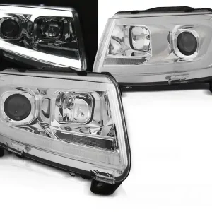 Speciální Cena CHRYSLER JEEP GRAND CHEROKEE 11-13 - přední chrom světla TUBE LIGHT s dynamickým blinkrem