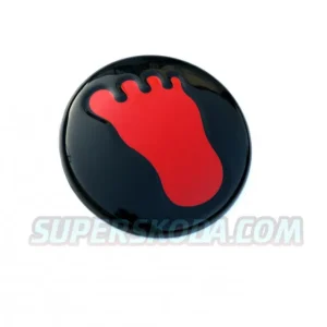 Sleva Škoda Yeti - krytka zadního loga MONSTER FOOTSTEP - Glossy Black V2 RED