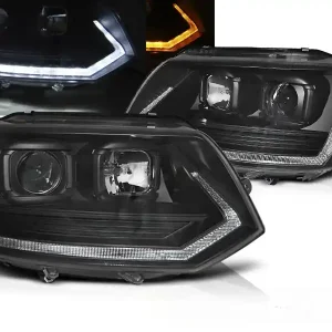 Cenová Bomba VW T5 10-15 - přední černá světla s LED denním svícením a dynamickým blinkrem T6 look