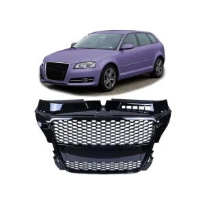 Vysoce Kvalitní Přední maska AUDI A3 (8P) Sportback Hatchback Convertible Facelift 2008-2012 lesklá černá