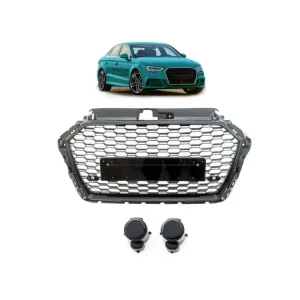 Akce Přední maska AUDI A3 (8V) Saloon Hatchback Sportback Convertible Facelift 2016-2020 lesklá černá