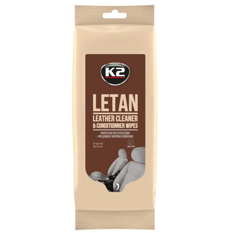 Kup Teď Vlhčené ubrousky na kůži K2 LETAN LEATHER CLEANER & CONDITIONER WIPES, 24 ks