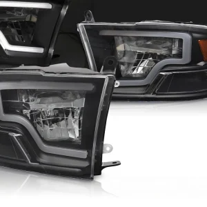 DODGE RAM 2009-2018 - přední černá světla TUBE LED ČERNÁ Výhodná Nabídka