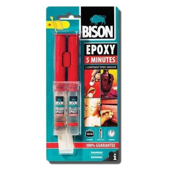 Rychlé Dodání Dvousložkové čiré epoxidové lepidlo Bison - lepí do 5 minut (24 ml)